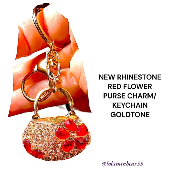 NEW RHINESTONE PURSE CHARM/KEY HOLDER WITH LOBSTER CLASP TO CLIP ON PURSE, JEANS - Picture 6 of 9